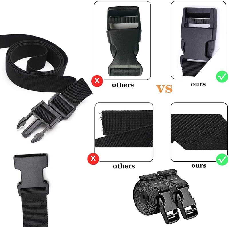 Adjustable Nylon Tie Down Straps with Buckle - 4 Pack, 6 Feet, Black gallery