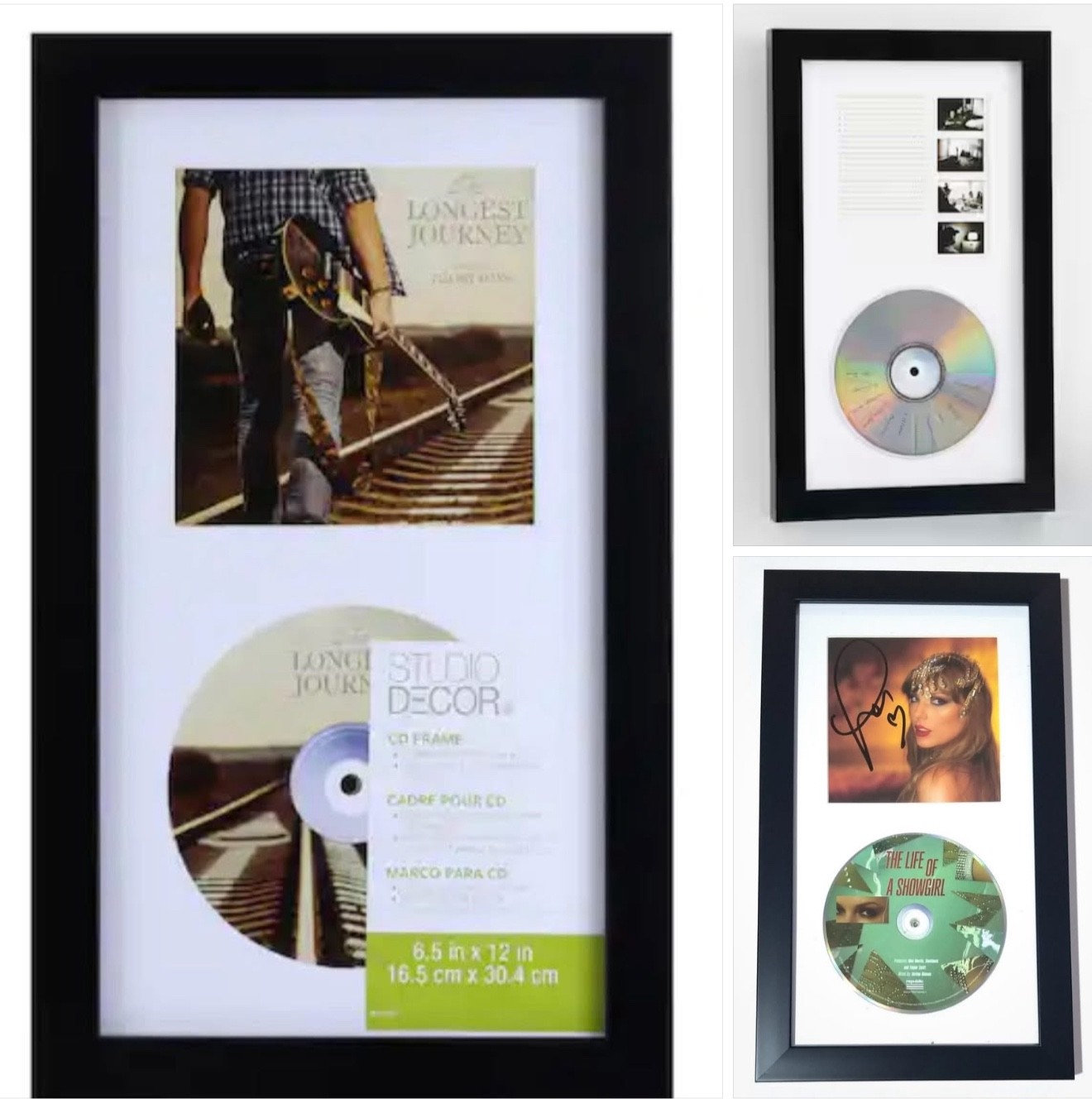 CD Display Frame for Signed Discs Black 6.5x12 Music Collectible Art Real Glass gallery
