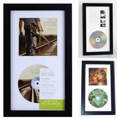 CD Display Frame for Signed Discs Black 6.5×12 Music Collectible Art Real Glass