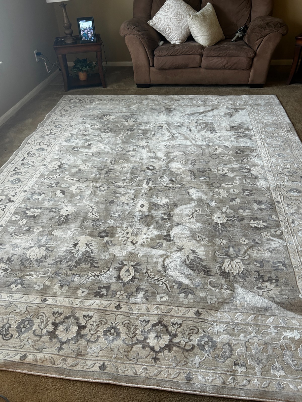 Chloe Genevieve 8x10 Area Rug White Gray Floral Traditional Rug gallery
