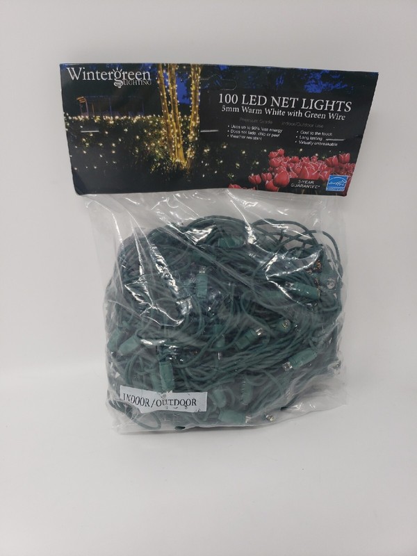 Wintergreen Lighting 200 LED Net Lights 5mm Multicolor Green + magnet clips gallery
