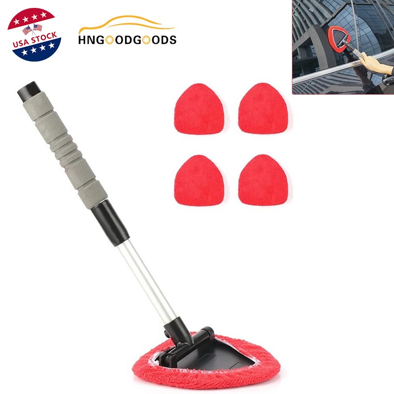 Auto Windshield Cleaning Tool Window Cleaner Brush Glass Wiper Extendable Handle