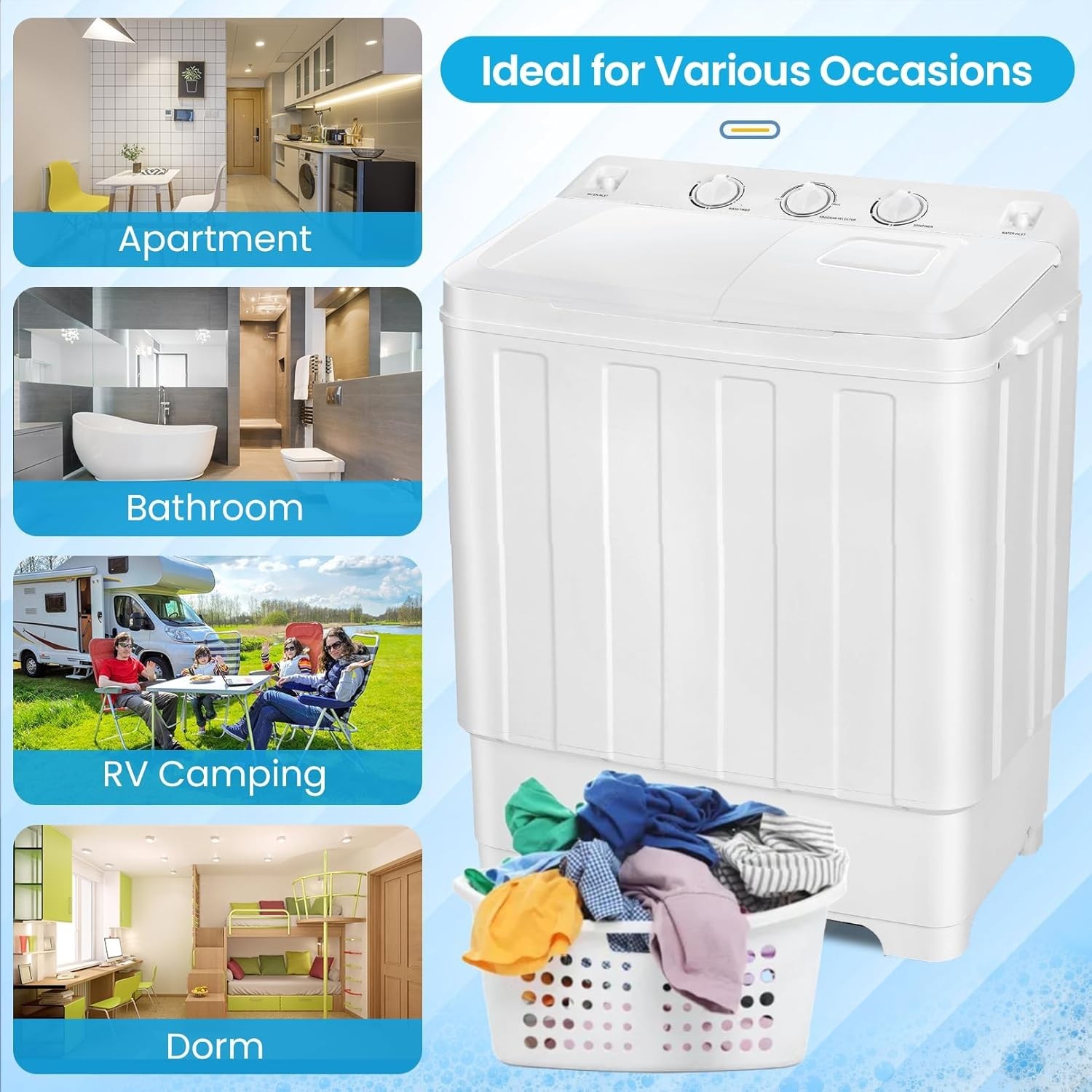 Portable Washing Machine 30Lbs Capacity 2 In 1 Compact Twin Tub Laundry for Home gallery