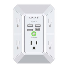 5 Outlet Extender Surge Protector Multi Plug Wall Adapter USB Charger Ports with