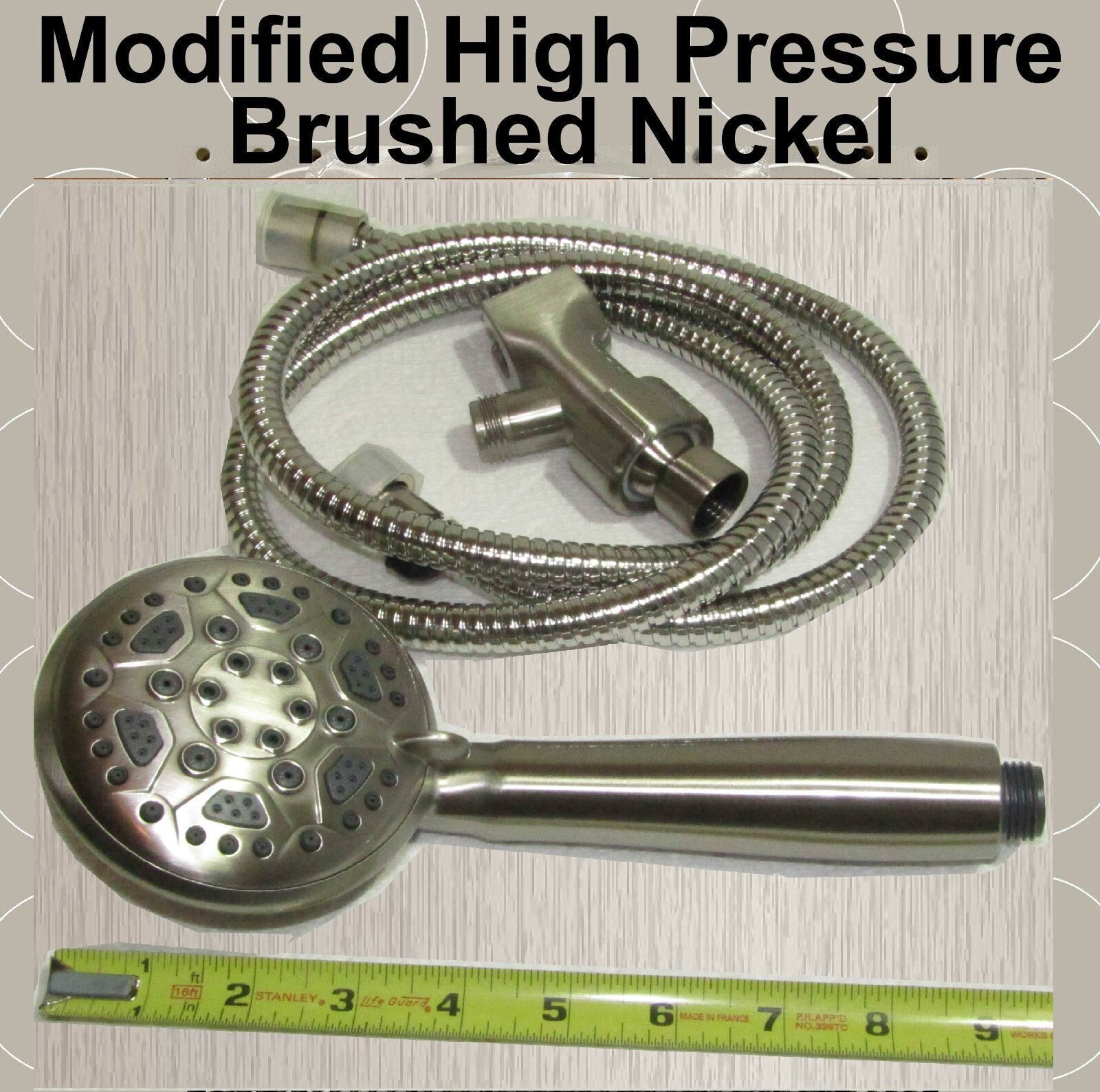 High Pressure Shower Head Hand Held Modified 10.5gpm Brushed Nickel gallery