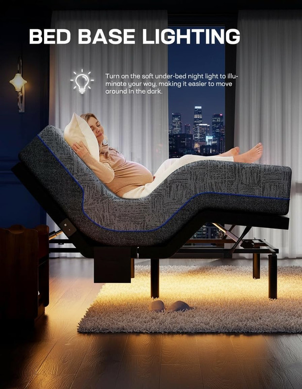 Queen Adjustable Bed Frame with Head & Foot Incline, Wireless Remote, 4 USB Port gallery