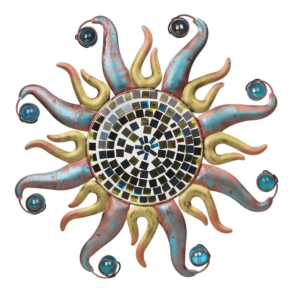 Sun Wall Decor, 14 Inch Metal Wall Art, Mosaic Hanging Wall Sculptures, Decor... gallery