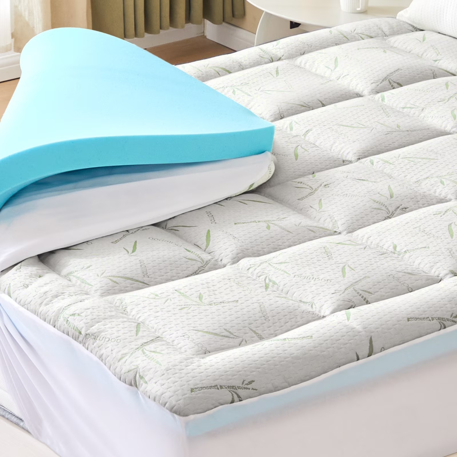 Gianna Twin Size 4-Inch Dual Layer Memory Foam Mattress Topper with 2" Gel Foam gallery