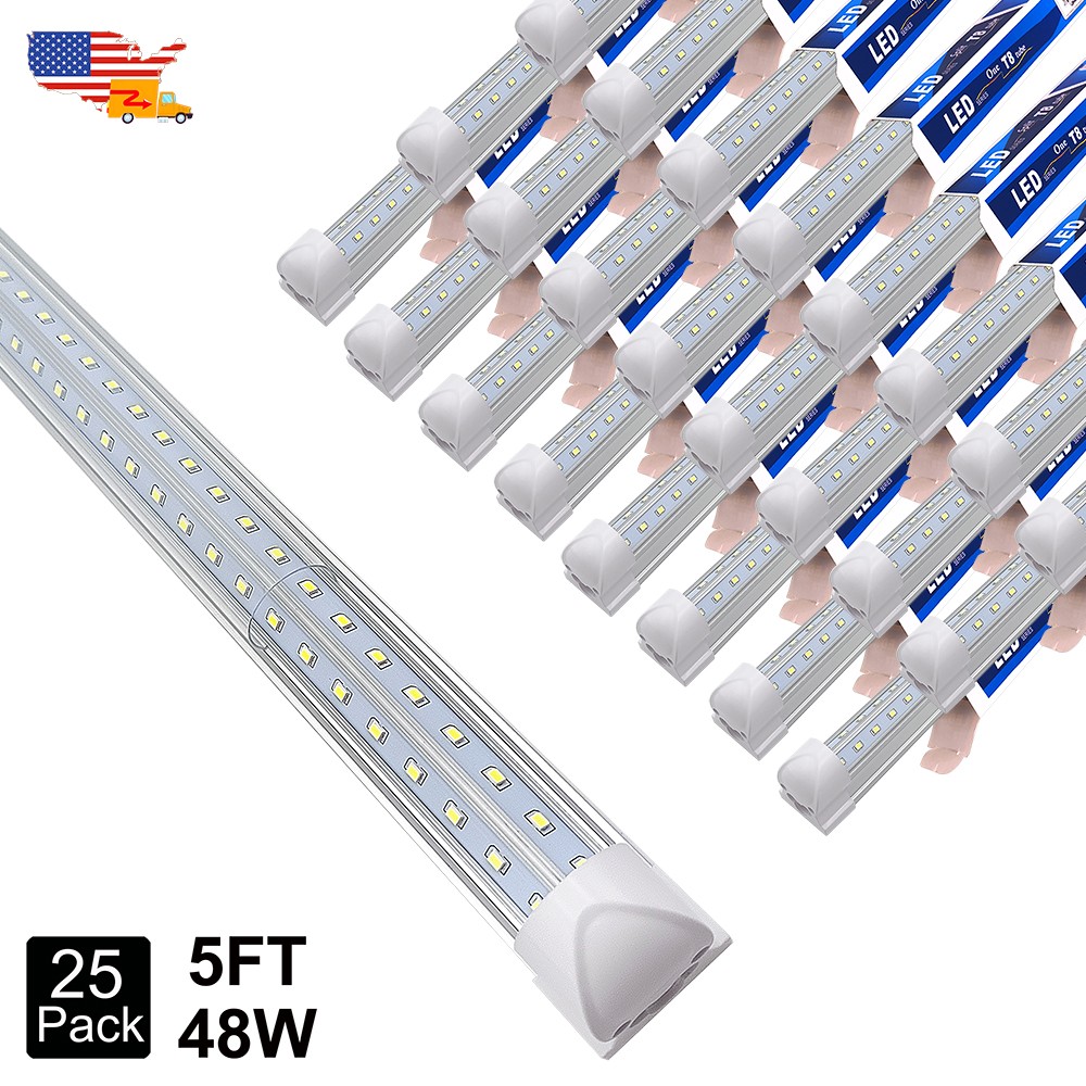 25Pcs T8 Integrated 5' Led Tube Light Bulbs 48W 5FT Led Shop Light 6500K Fixture gallery