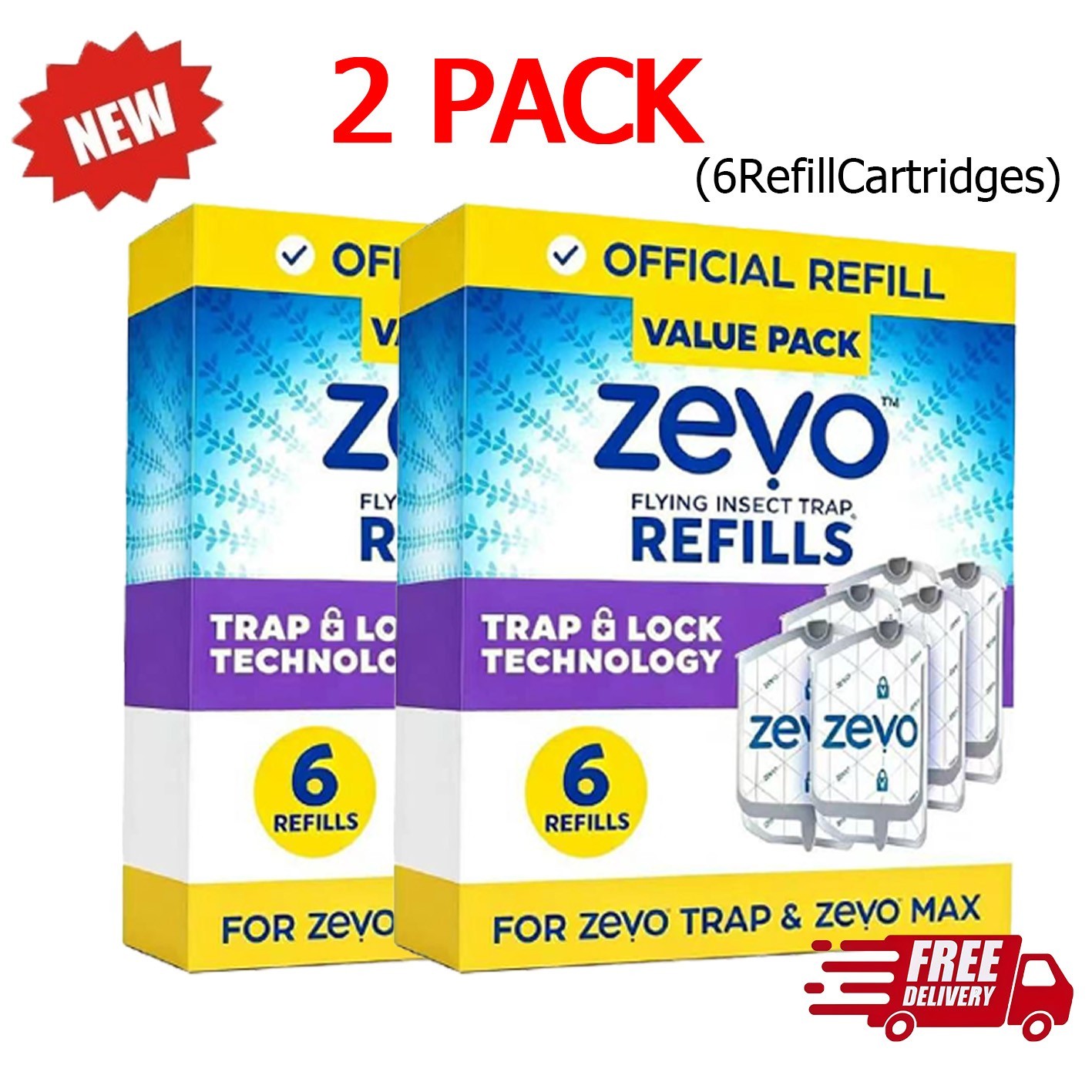 2 PCS-Zevo Flying Insect Trap RefillCartridges -Easyto Use gallery