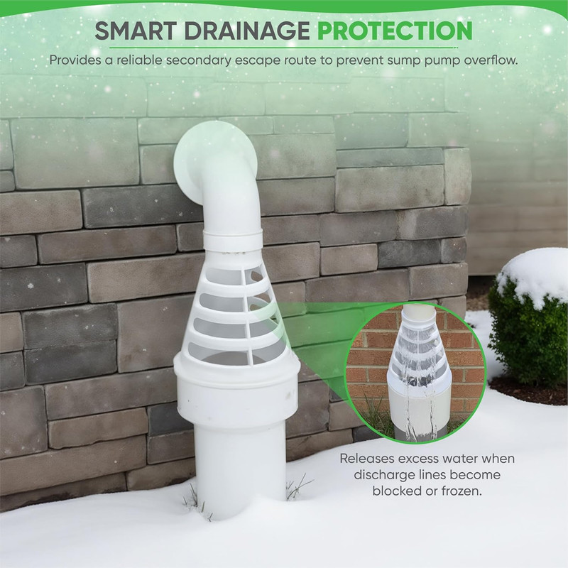 Pumpspy Sump Pump Discharge Freeze Protection - Transition from 1.5" Pipe to 4" gallery