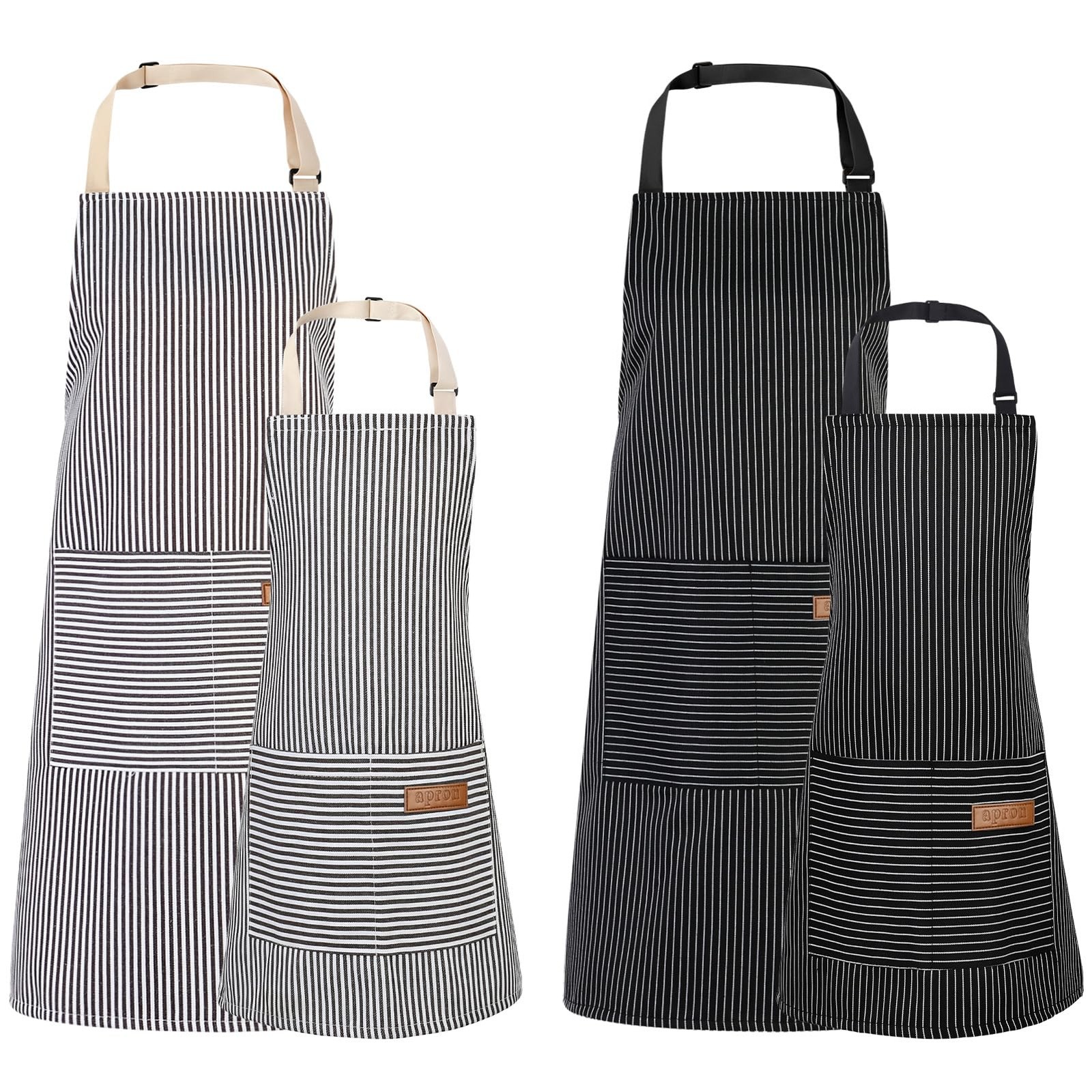 4 Pack Parent and Child Aprons Set, Adults Kids Matching Stripes Apron Adjust... gallery