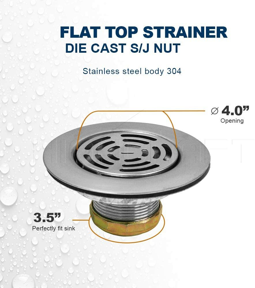 Flat Stainless Steel RV Mobile Shower Strainer - Drain Assembly for Kitchen sink gallery