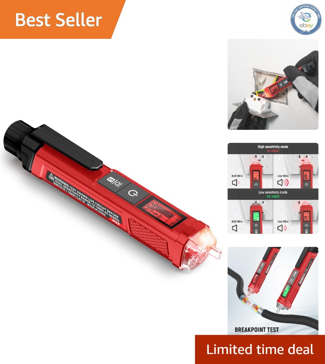 Dual Range Voltage Tester with Signal Percentage - Live/Null Wire Detection gallery