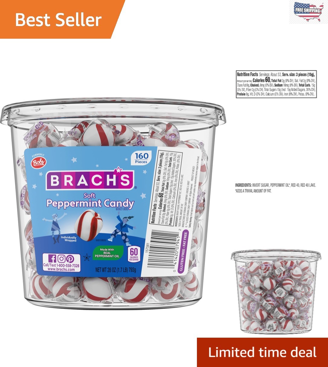 Refreshing Bob's Sweet Stripes Soft Mint Candy, 160 Pieces, Sugar-Free Delight gallery