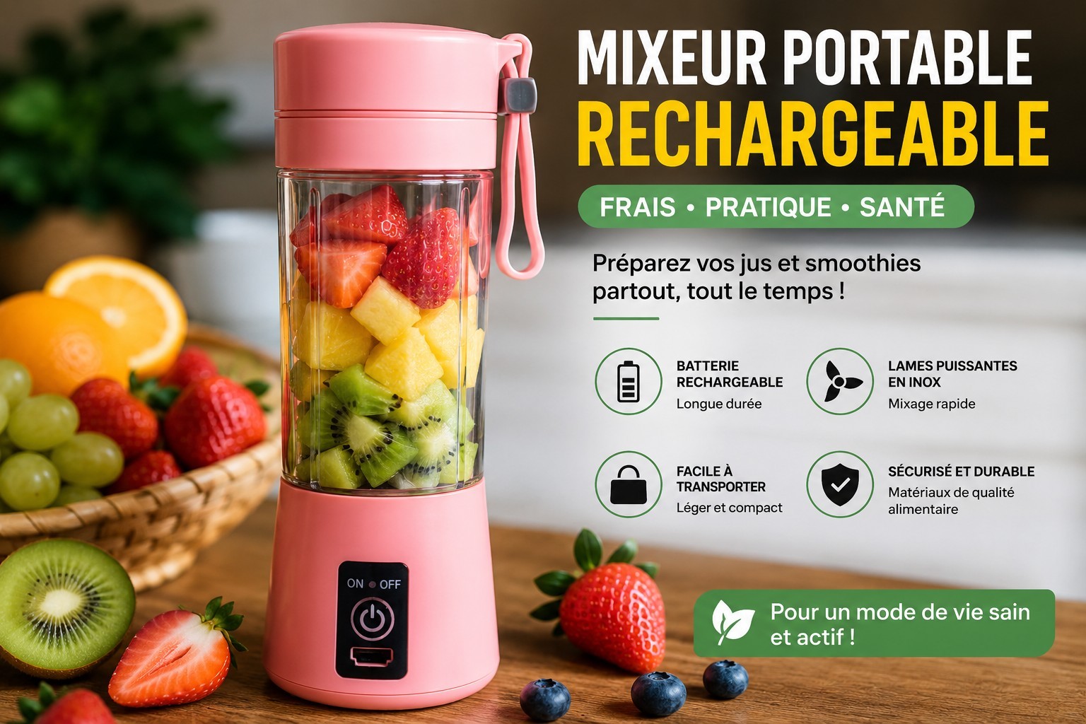 Bosch HMT72M450 Portable Rechargeable Personal Blender Pink Dishwasher-Safe gallery