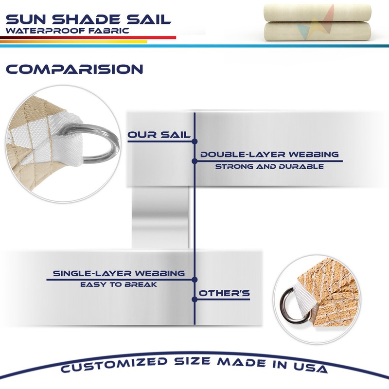 Beige 5-24FT Triangle Waterproof Sun Shade Sail Garden Pool Patio Cover gallery