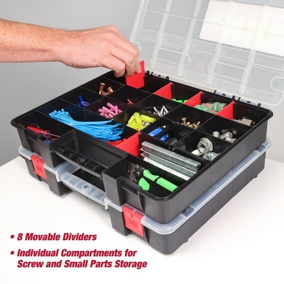 Hyper Tough 2-Pack Organizer, Stackable Plastic with 8 Movable Dividers gallery