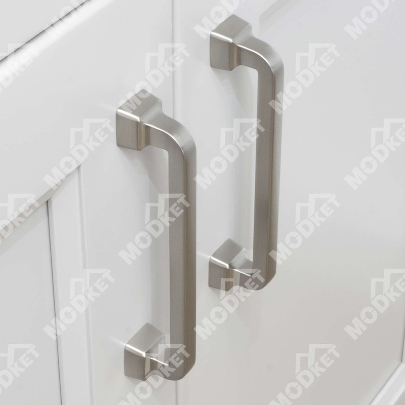 Square Brushed Nickel Solid Cabinet Handles Pulls Knob Kitchen Bathroom Modern gallery