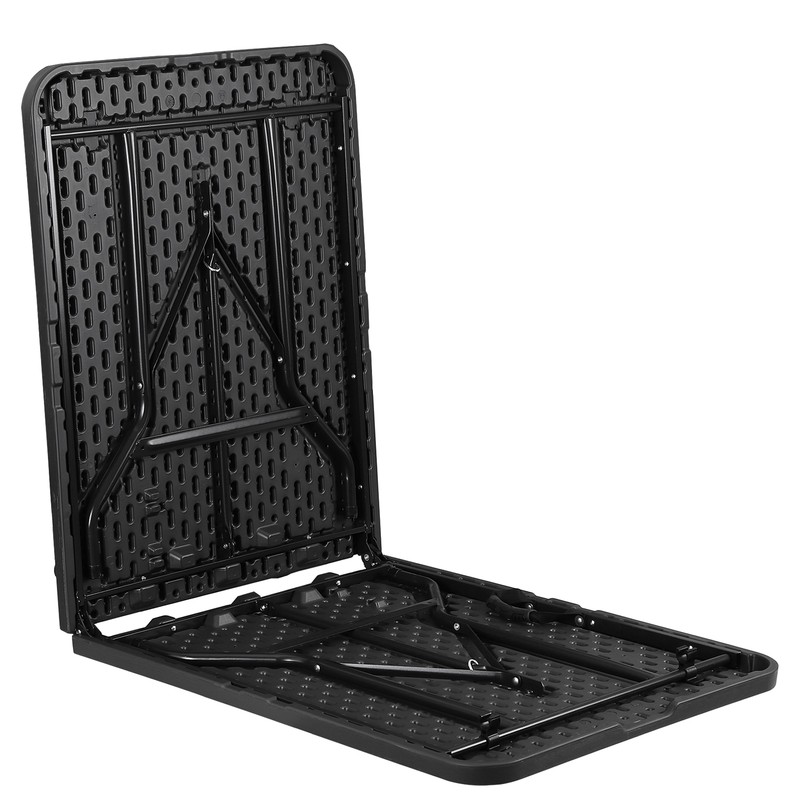 Rectangular Plastic 6 Ft Folding Table Dining Picnic Camp W/Handle 220lbs Black gallery