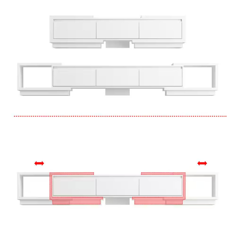 Extendable TV Stand Entertainment Center White Wood Media Console Fits 120 In. w gallery