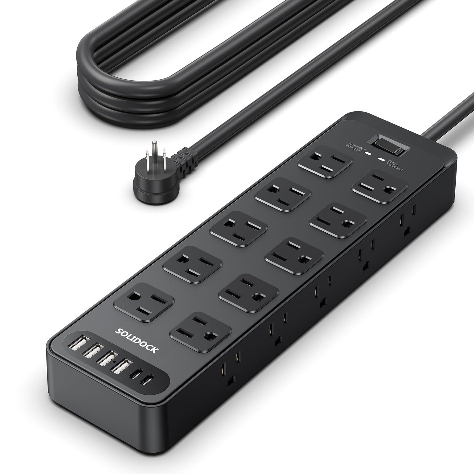 Flat Plug Power Strip Extension Cord with Multiple Outlets: 20 AC Outlets and... gallery