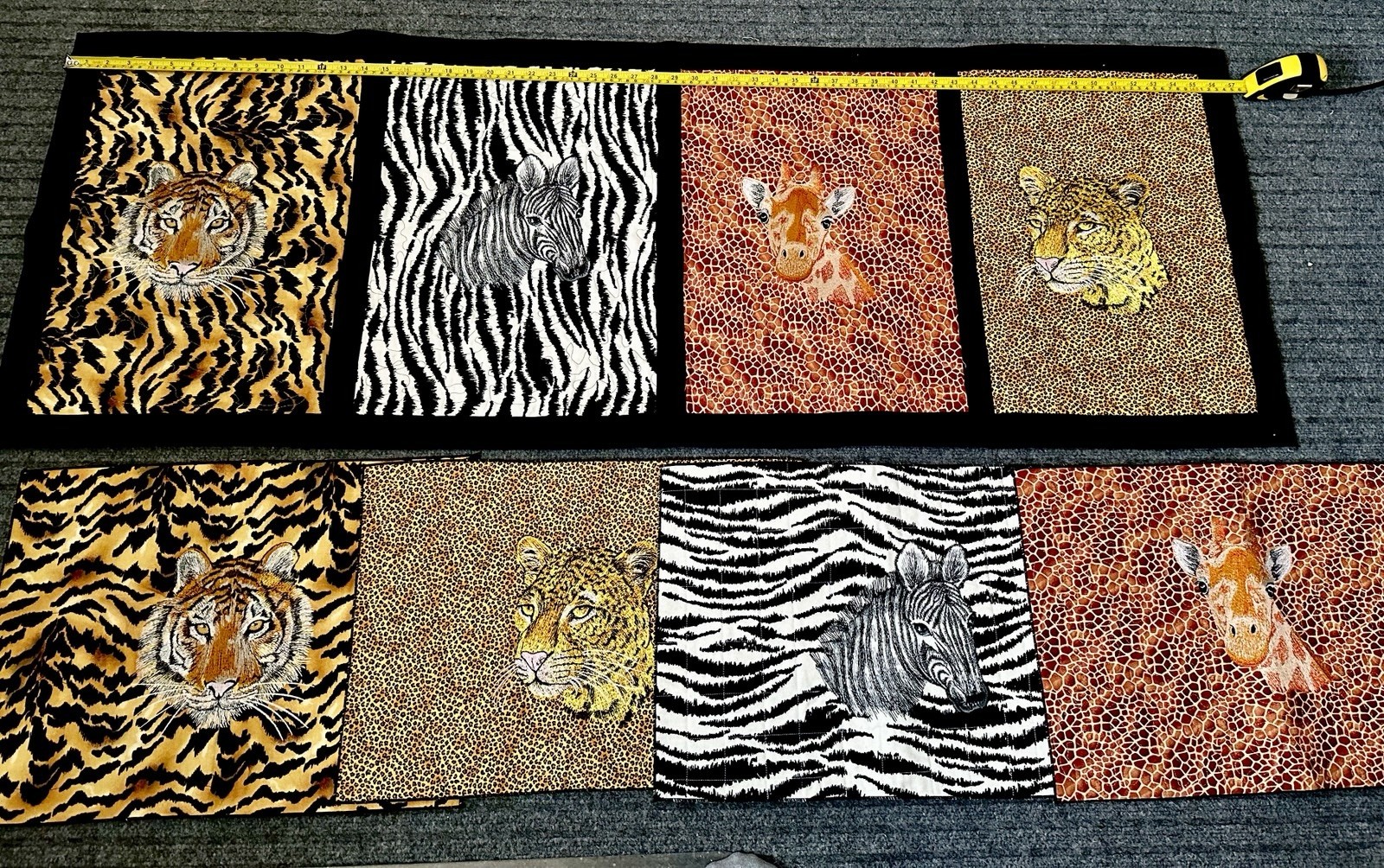 Reversible Quilted Safari Table Runner & 4 Placemats Set Jungle Animals Handmade gallery