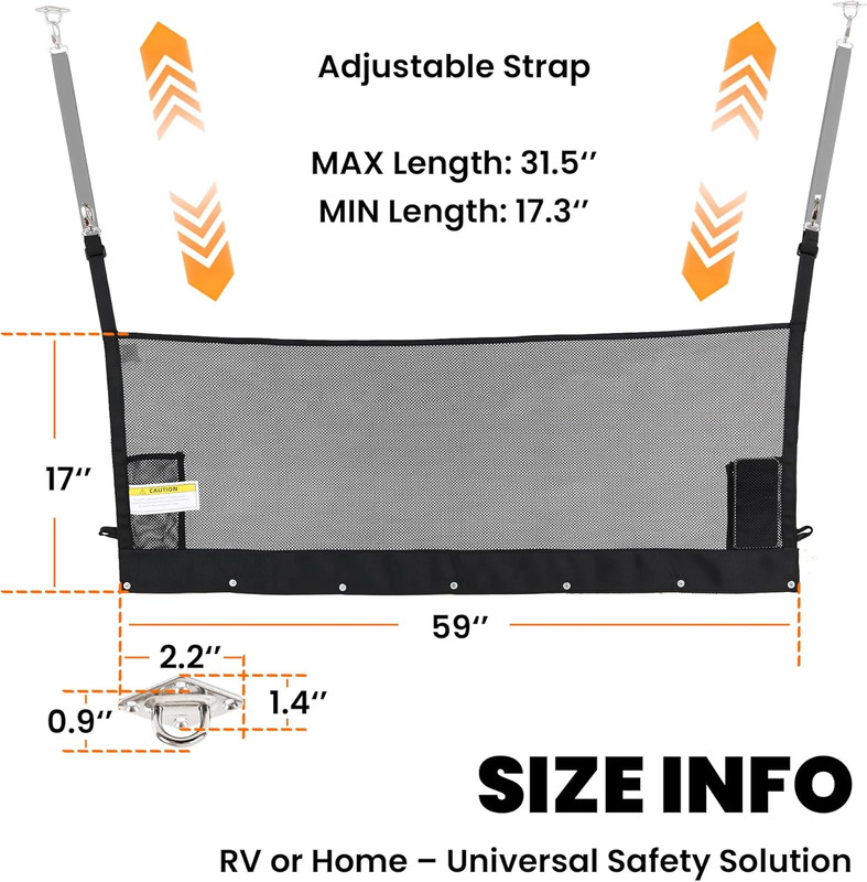 Adjustable RV Bunk Bed Safety Net - Fall Protection for Campers & Trailers gallery