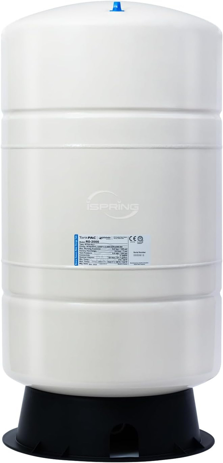 Ispring T20M 20 Gallon Pre-Pressurized Tank for Reverse Osmosis (RO) Systems wit gallery