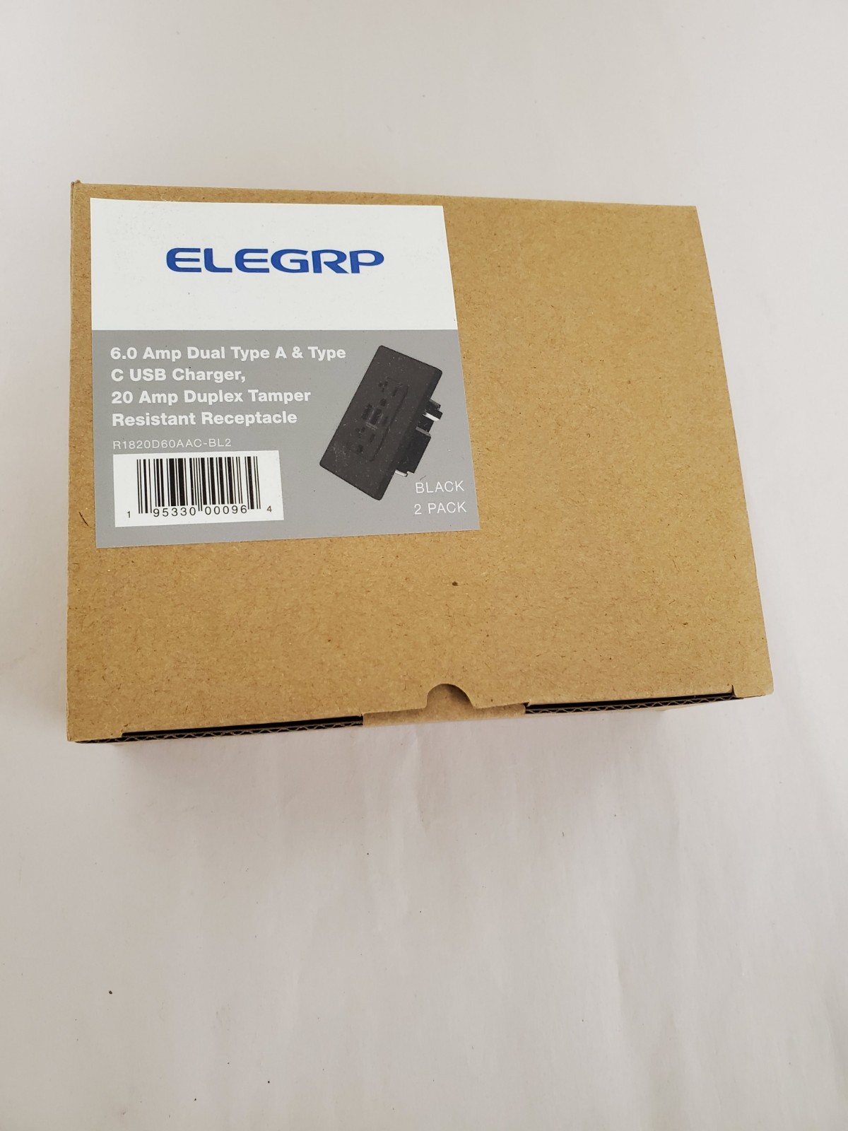 *2-PACK* ELEGRP 3-Port Type C & Dual Type A USB Duplex Outlet + Wall Plate Black gallery