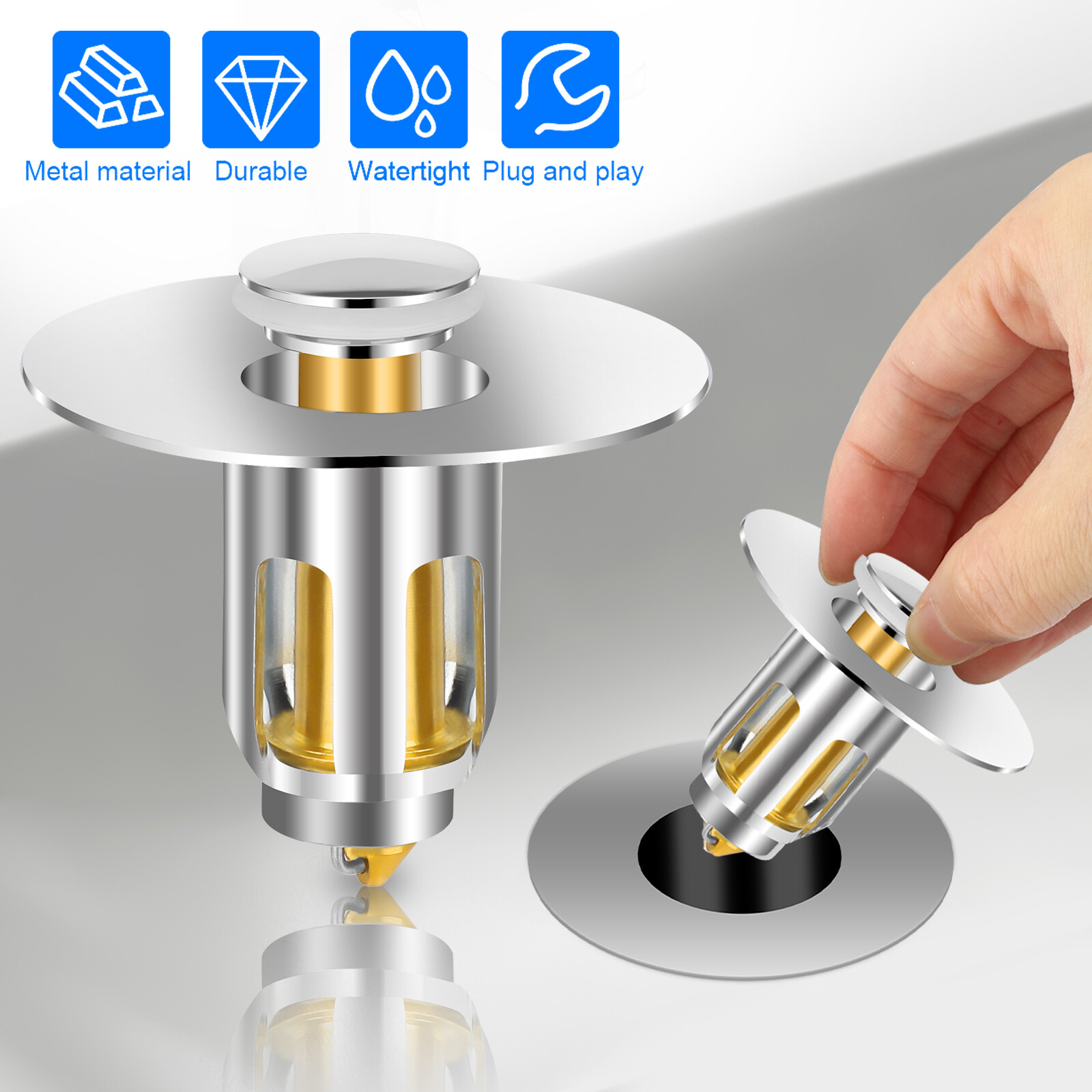 Universal Bathroom Sink Plug Stopper Pop-Up Drain Filter Wash Basin Core Bounce gallery