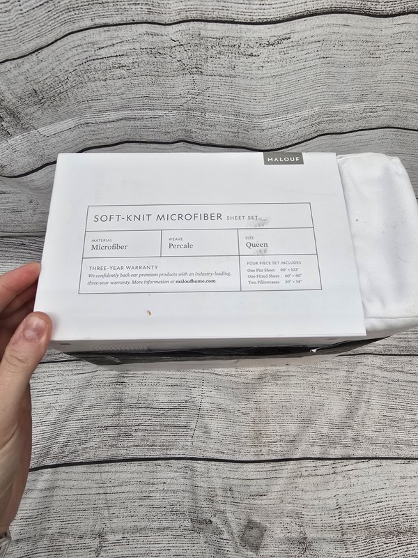 Malouf Soft-knit Microfiber Queen Sheet Set New In Package White gallery