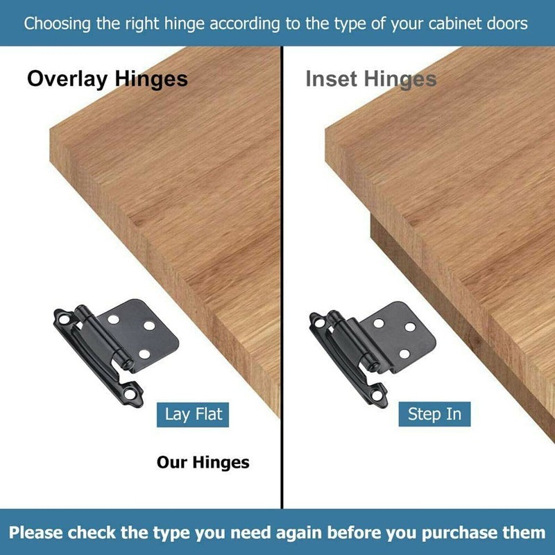 40 Pcs Matte Black Cabinet Hinges Overlay Self Closing for Kitchen Cabinet Door gallery