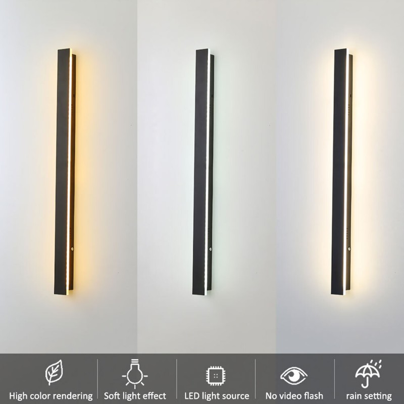 LED Wall Light Sconce Waterproof Outdoor Modern Lamp Exterior Lights Long Strip gallery