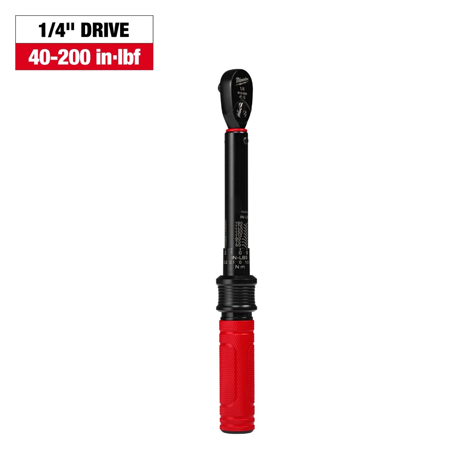 Milwaukee 48-22-9200 1/4" Drive Click Torque Wrench 40-200 in-lb Adjustable Tool gallery