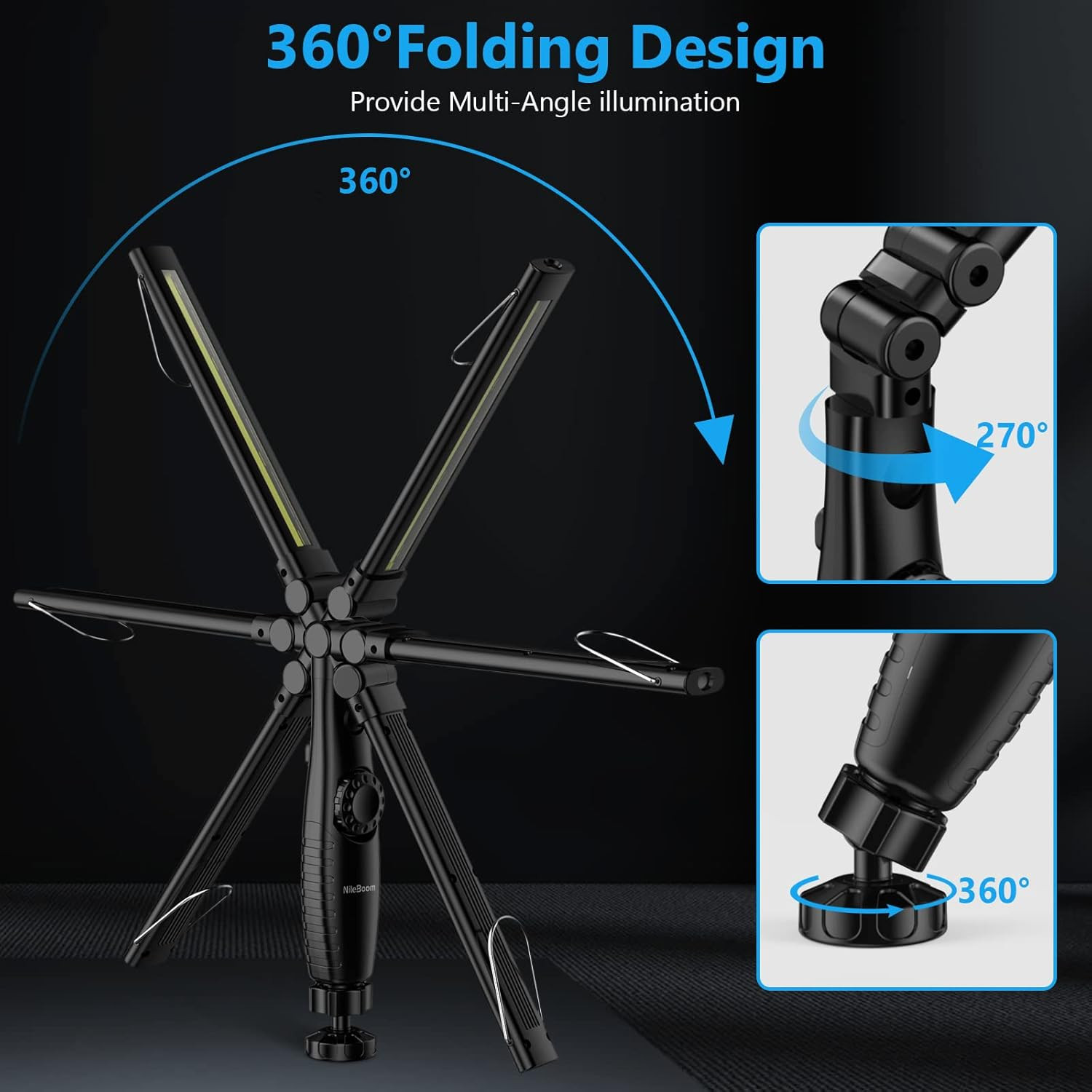 LED Work Light,800 Lumens Foldable Rechargeable Cob Work Light with Ma gallery