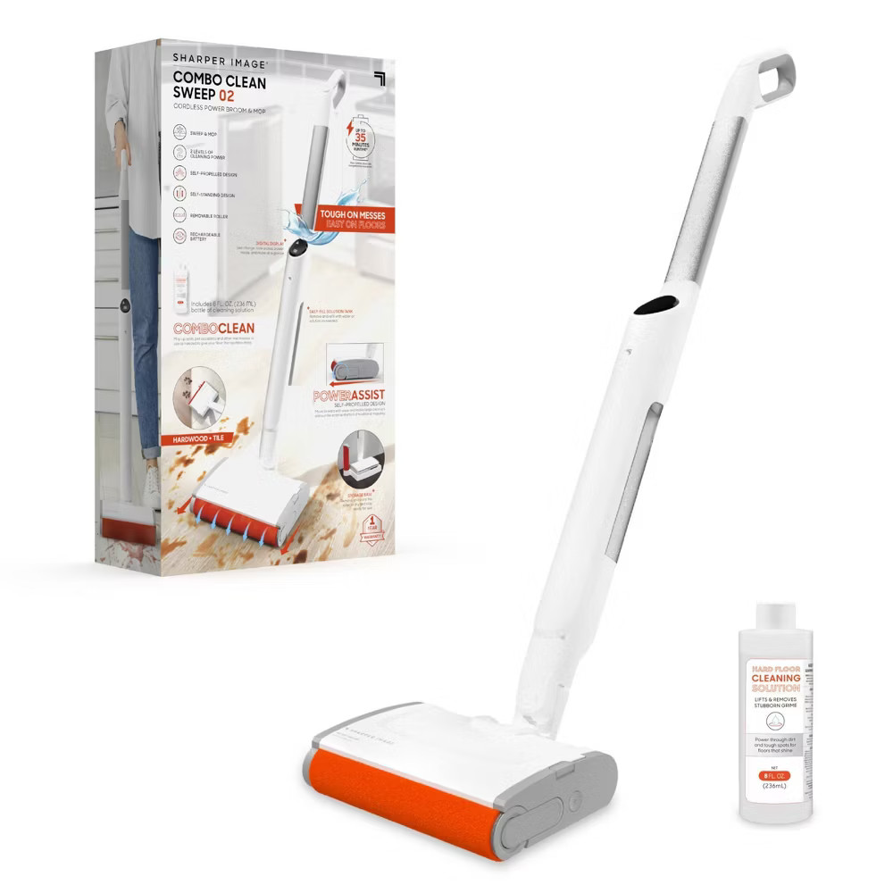 Sharper Image Combo Clean Sweep 02, Cordless Power Broom & Mop White gallery