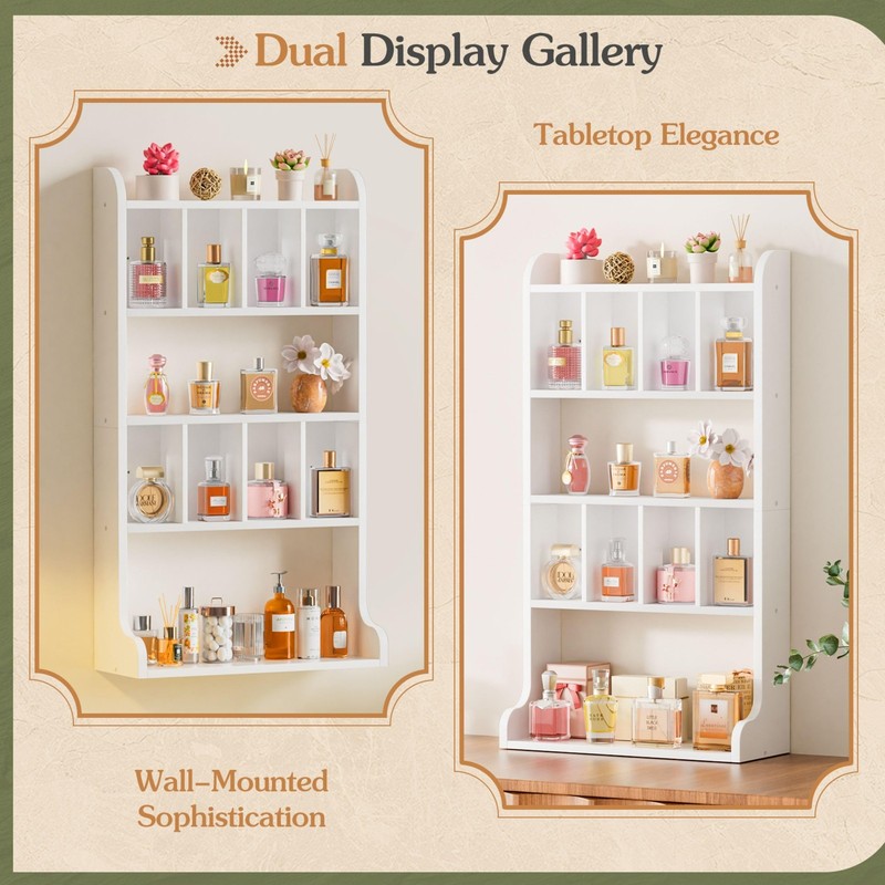 Perfume Organizer Wall Mount & Large Cologne Display Case - Wooden Multi-Tier gallery