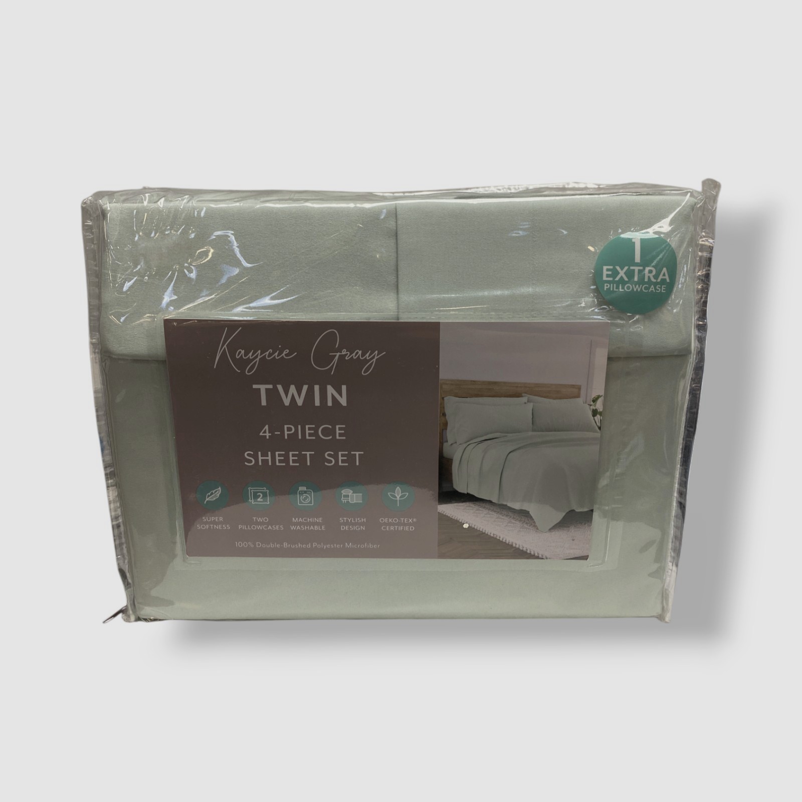 Kaycie Gray Green Microfiber 4-Pc. Sheet Set - Twin Size gallery