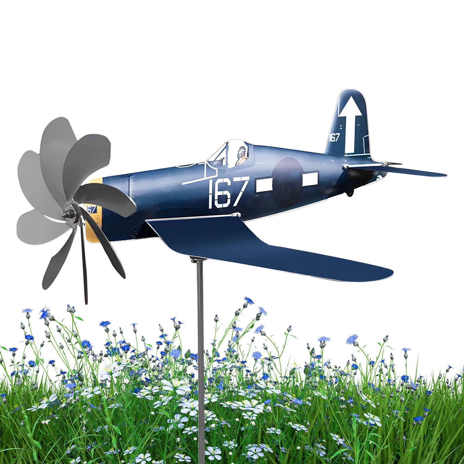 2D Plane Garden Wind Spinner Plane Metal Airplane Decoration Outdoor Roof gallery