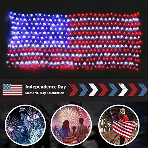 American LED Flag Net Lights - 420 LED 4th of Holiday Flag Lights + Plug In gallery