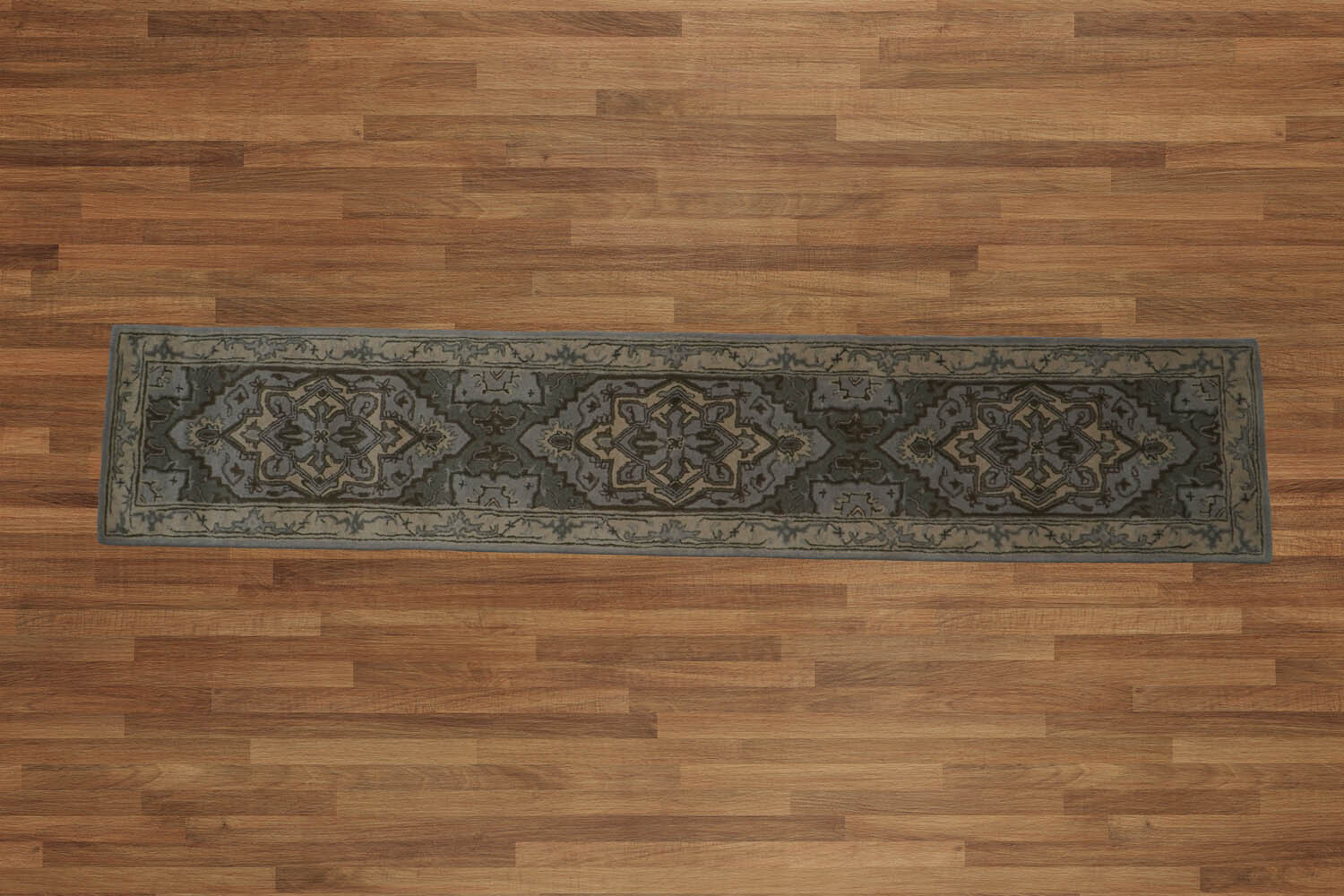 2'3''x12' Gray Hand Tufted Traditional Abstract Wool Oriental Area Rug gallery