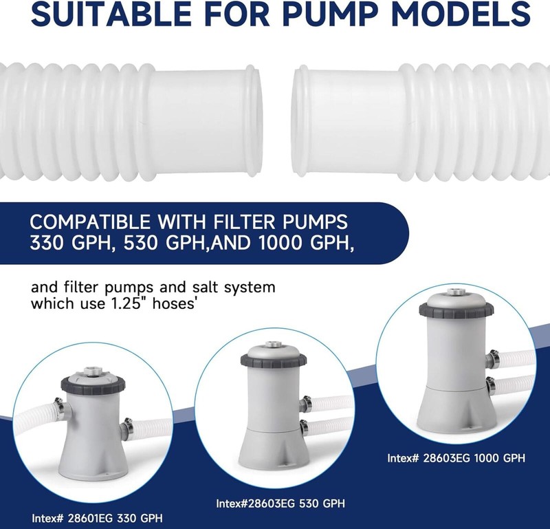 Pool Hoses for Above Ground Pools, 2 Pack 1.25 x 59 Inch Pool Filter Pump Hoses gallery