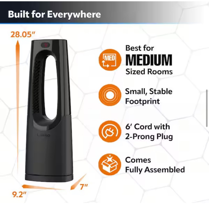 Bladeless 28' Electric Oscillating Tower Ceramic Space Heater W/REMOTE Black gallery