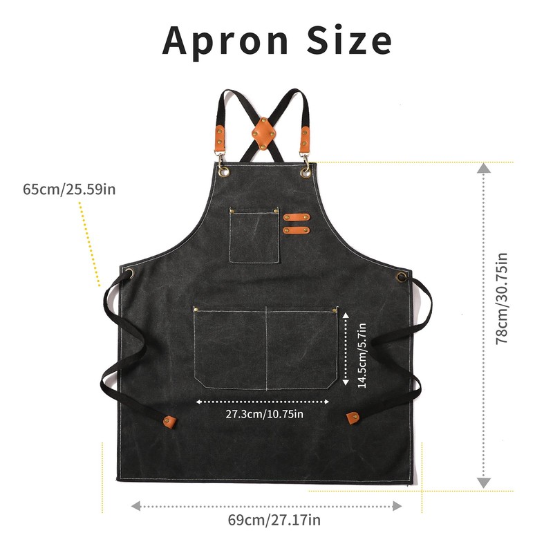 2 Pack Canvas Cross Back Chef Apron for Men Women with Pockets, Cotton Tool A... gallery