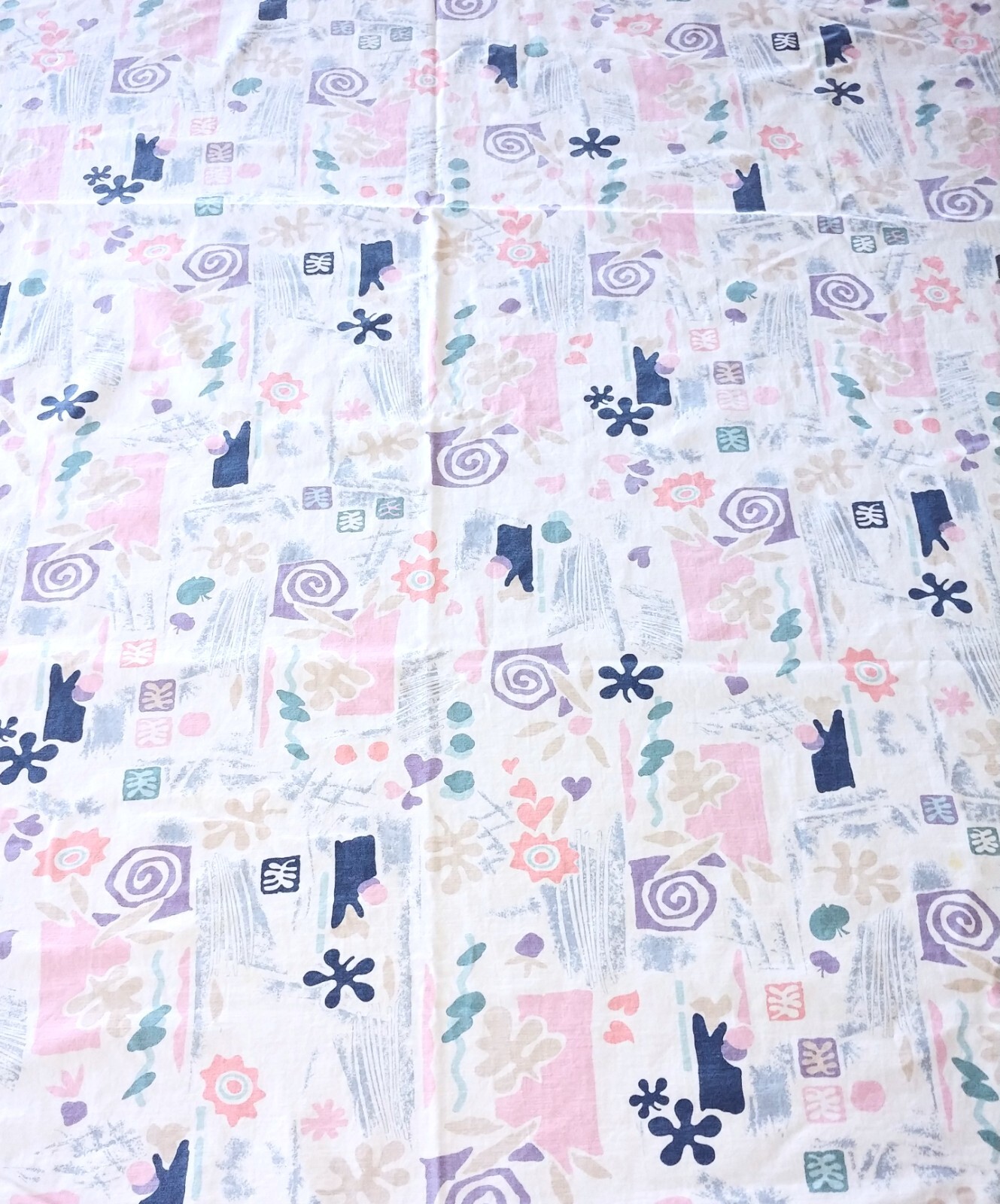 Whimsical Abstract White Pastel Rectangular Cotton Tablecloth 56" X 70" gallery