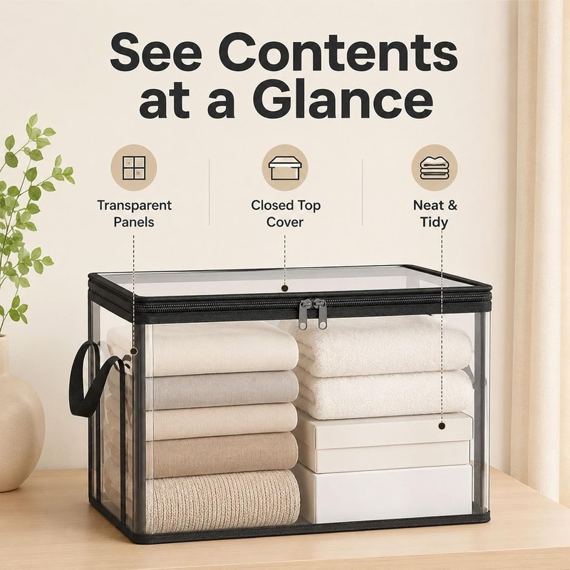 Large-Capacity Clear Storage Bag, Foldable Heavy Duty Transparent Moving Boxes gallery