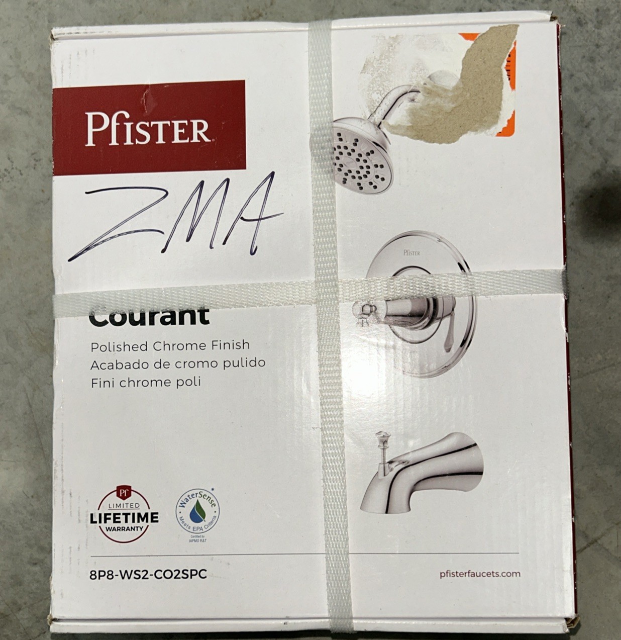 Pfister Courant Single-Handle CHROME Tub Shower Faucet w/ White Ceramic Handle gallery