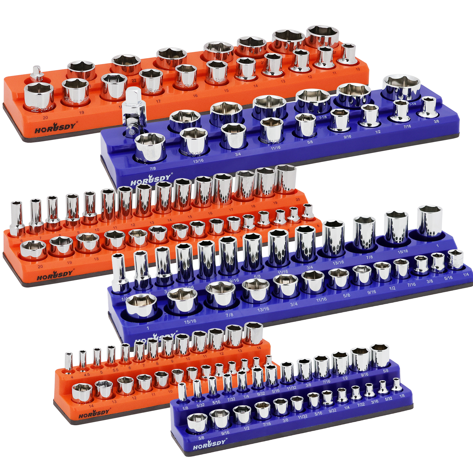 6pc Magnetic Socket Organizer Storage Holder 1/4" 3/8" 1/2" Drive SAE Metric gallery