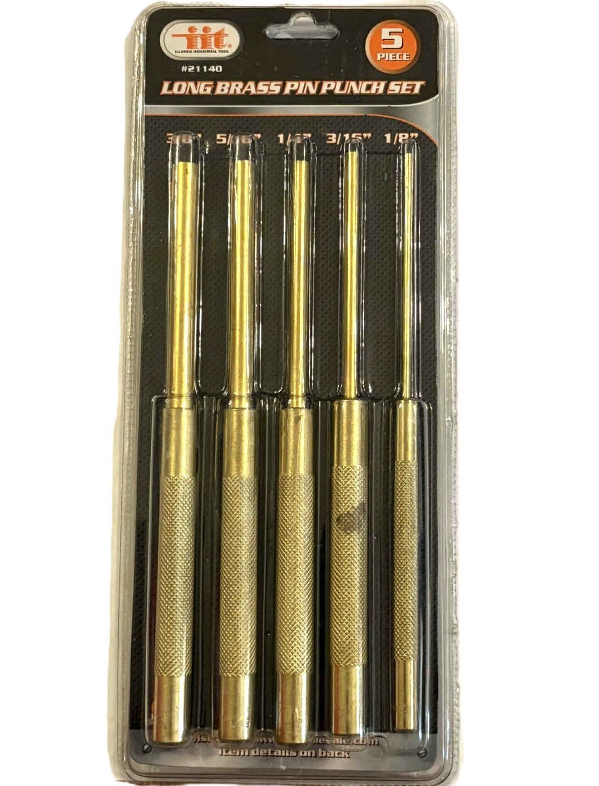 IIT 5pc Long Brass Pin Punches Set 21140 gallery
